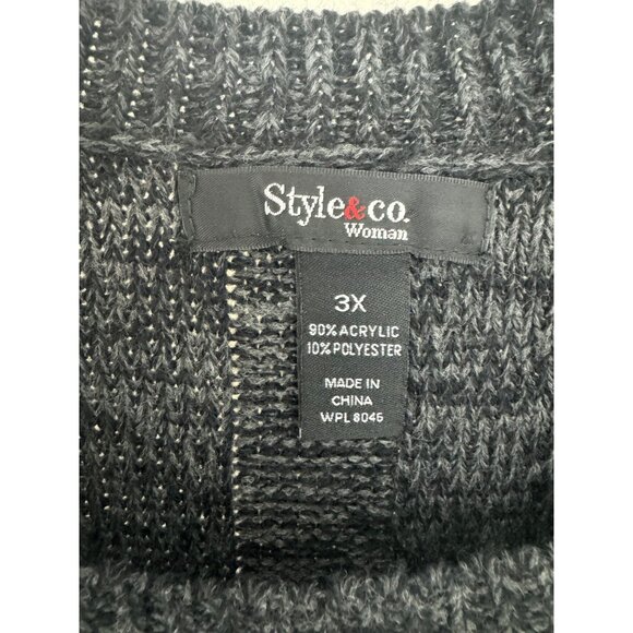 Size 3X 22 24 PATCHWORK EMBELLISHED SWEATER DRESS Knit Fall Winter PLUS SIZE - Picture 6 of 7